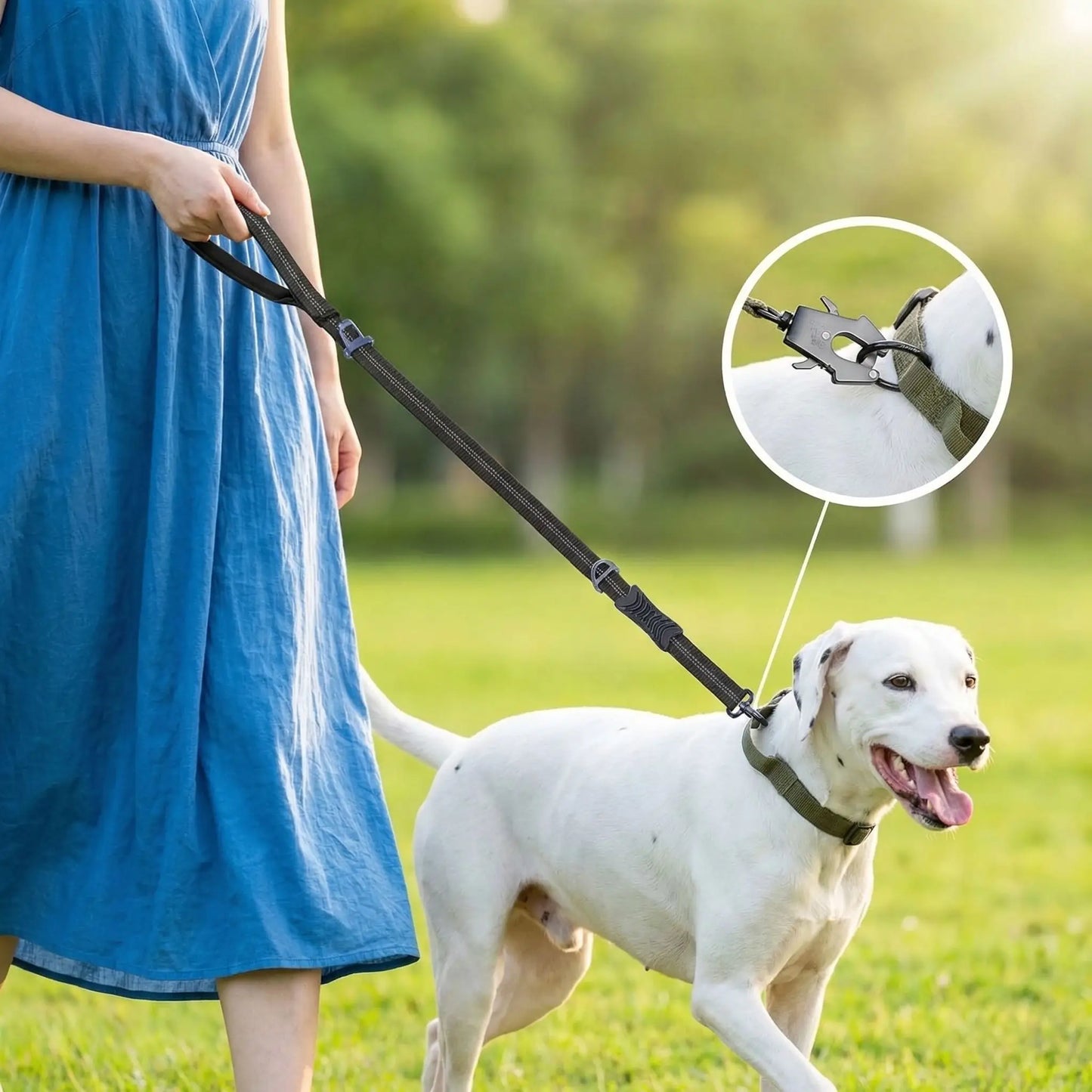 Ceinture de sécurité pour chien | attache harnais ajustable pour trajet en voiture et devient laisse pour la marche– Lune et Museau