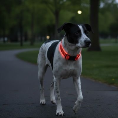 Collier lumineux pour Chien le soir dans la rue
