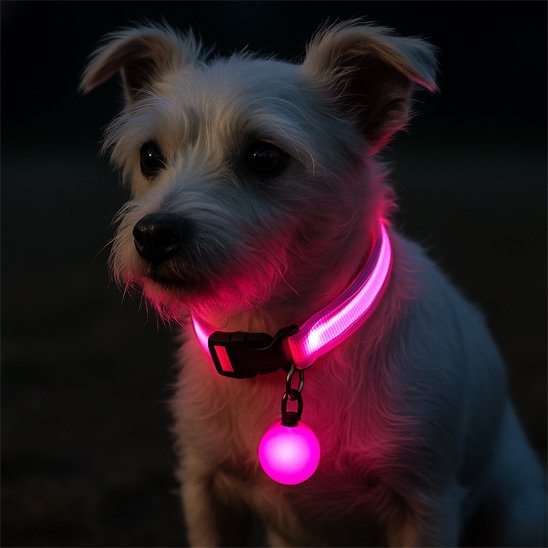 Collier lumineux pour chien rose