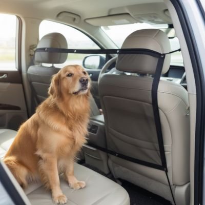 Filet pour chien pour voiture avec chien assied derriere