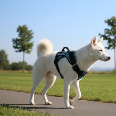 Harnais chien marche parc gazon vert