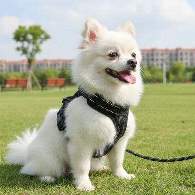 Harnais pour petit Chien petit assied dans un parc