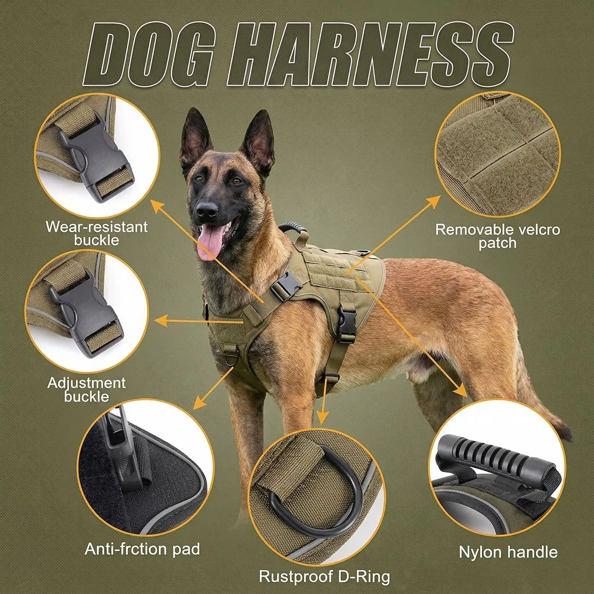 Harnais chien confort sécurisé sangles ajustables anti-traction promenade – vue 5 – Lune et Museau