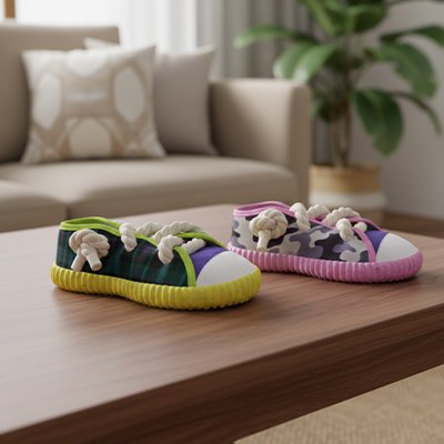 Jouet pour chien de deux différentes couleurs