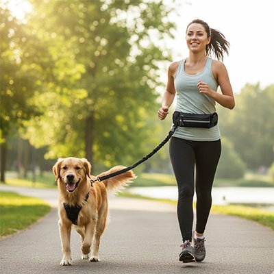 Laisse canicross gros chien court avec maître