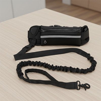 Laisse canicross chien mains libres élastique running jogging trail sport résistante pochette – Lune et Museau