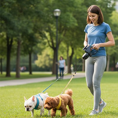 Laisse double pour Chien marche dans le parc