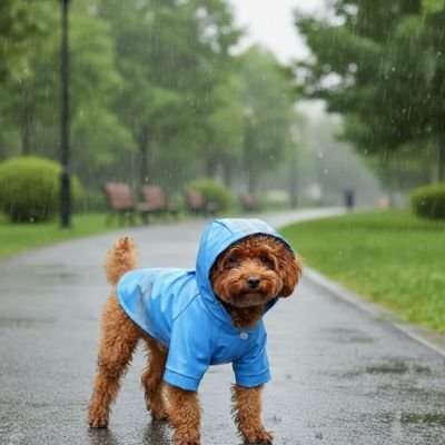Manteau pour Chien sur la rue mouillée
