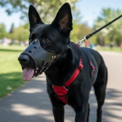 Muselière pour chien​ comfortable avec une laisse
