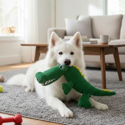 Peluche pour chien qui joue dans la maison