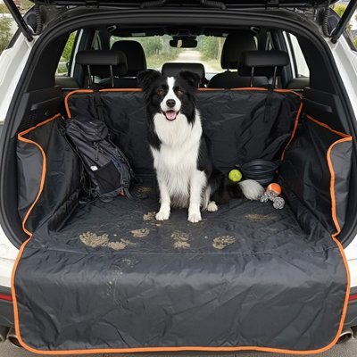 Protection chien voiture noir avec saleté