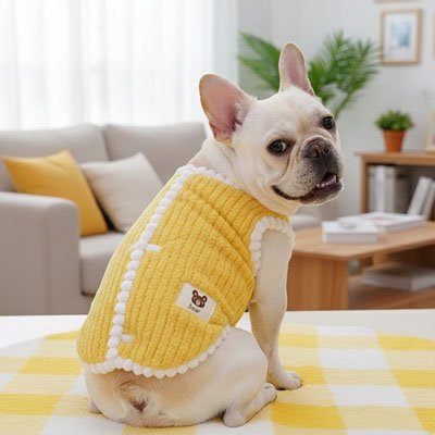 Pull pour Chien tapis jaune