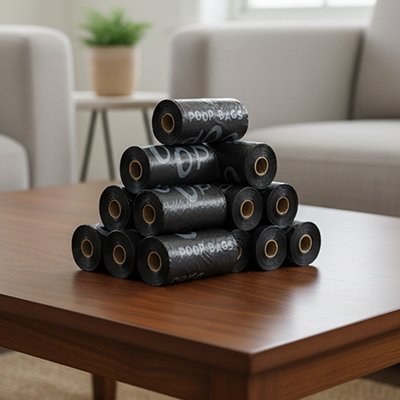 Sac a crotte en paquet sur table