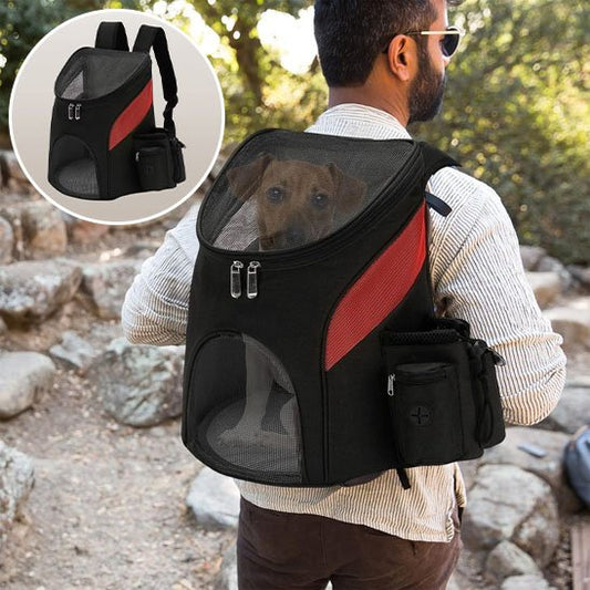 Sac à dos pour chien sur dos de son maître