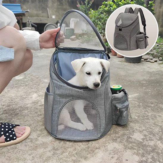 Sac à dos pour chien  sur le sol sac ouvert
