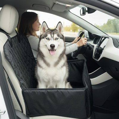 Siège auto pour chien SecuriPaws sécurisé confortable trajet voiture –  vue 3 - Lune et Museau