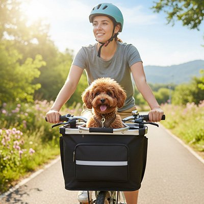 Panier vélo chien sécurisé transport petit chien balade promenade urbaine – Lune et Museau