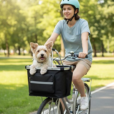 Panier vélo chien sécurisé transport petit chien balade promenade urbaine 4 – Lune et Museau